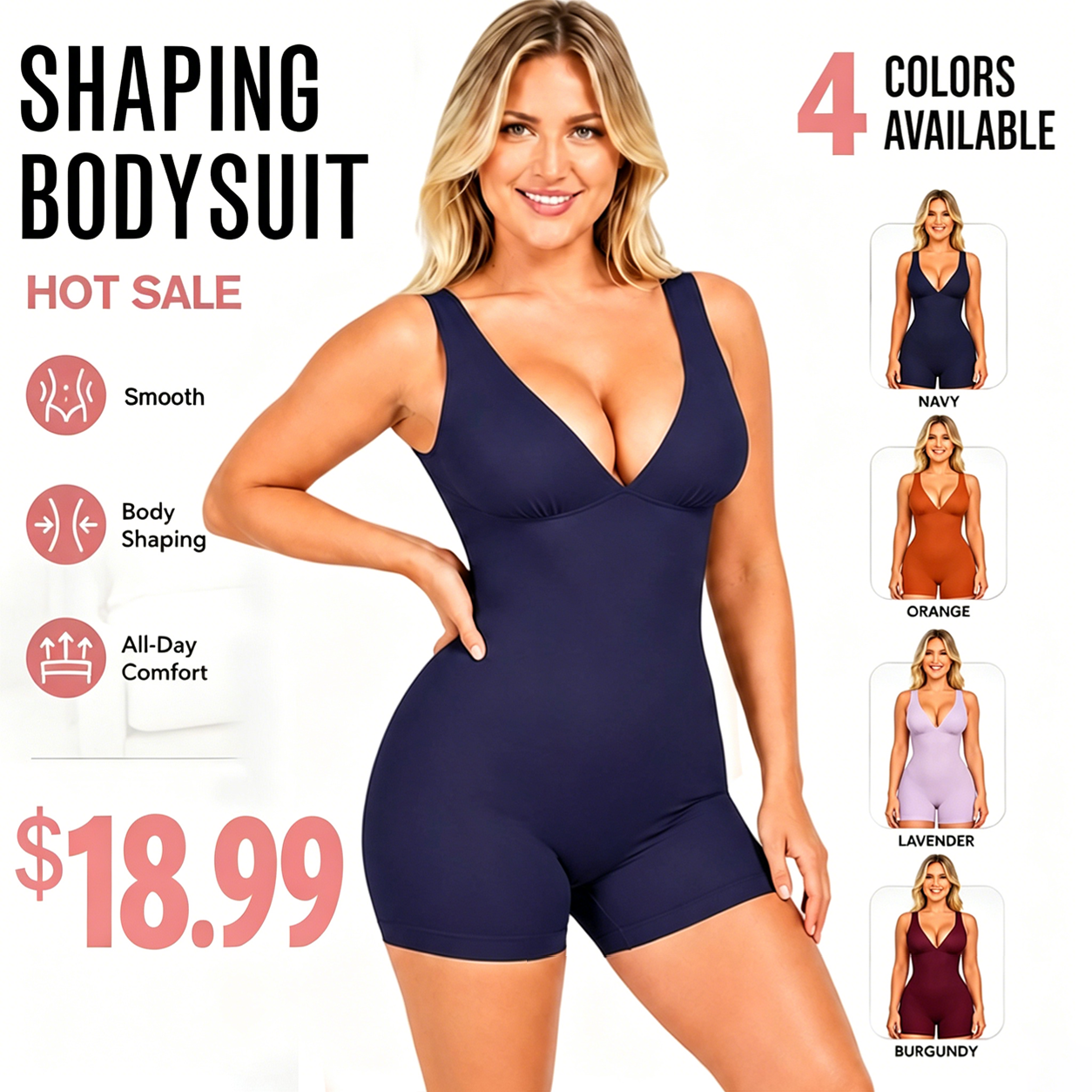 ❤️Deep V Sculpt Bodycon Stretch Shorts Jumpsuit